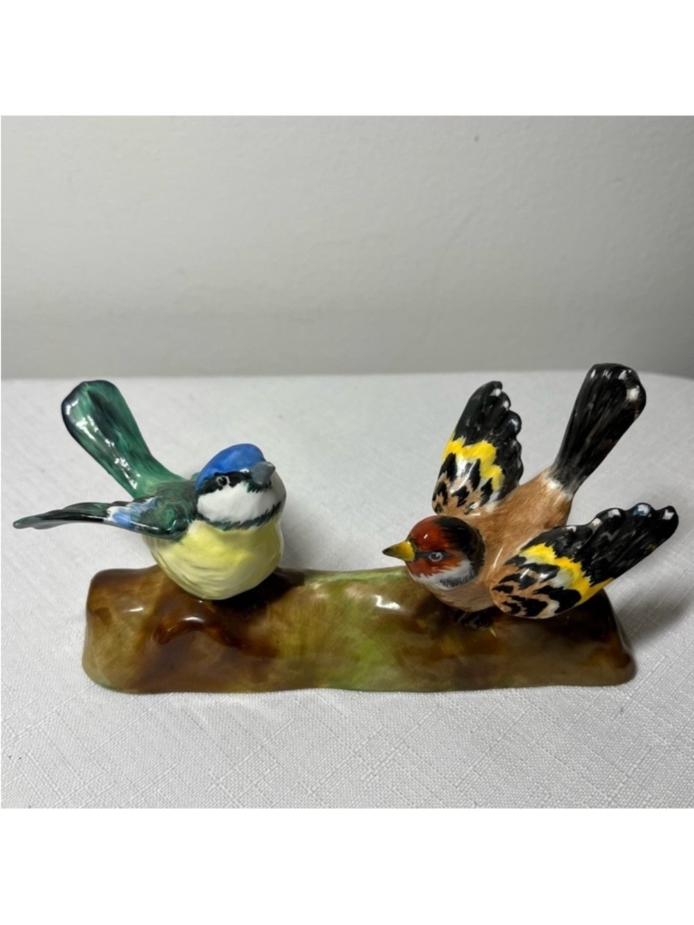 Vintage Crown Staffordshire JT Jones Tom Tit and Finch Bird Figurine. Bone China